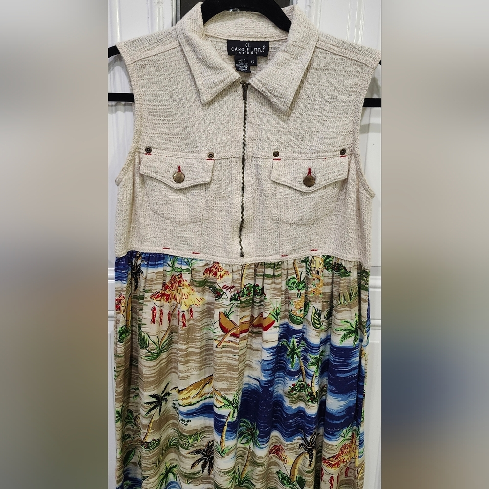 Vintage Carole Little Sport Sleeveless Tropical Maxi Dress Women's Size 6 - Picture 2 of 6